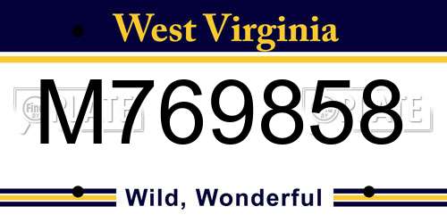 M769858 West Virginia License Plate