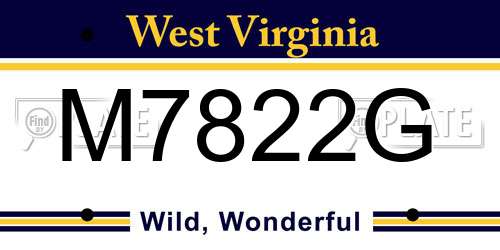 M7822G West Virginia License Plate