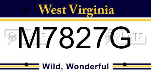 M7827G West Virginia License Plate