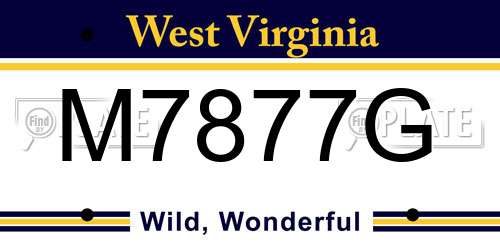 M7877G West Virginia License Plate