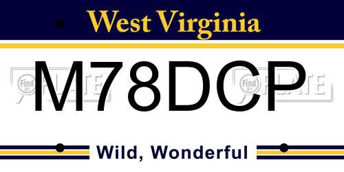 M78DCP West Virginia License Plate
