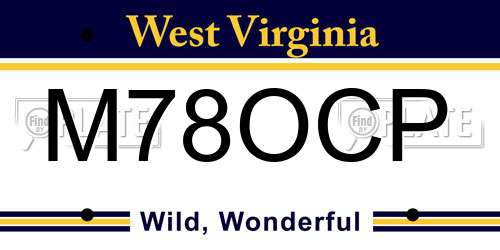 M78OCP West Virginia License Plate