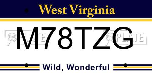 M78TZG West Virginia License Plate