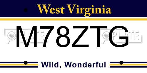 M78ZTG West Virginia License Plate