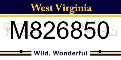 M826850 West Virginia License Plate