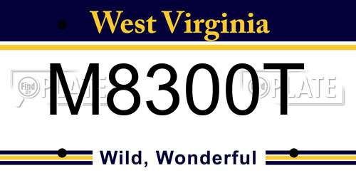 M8300T West Virginia License Plate