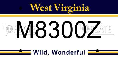 M8300Z West Virginia License Plate