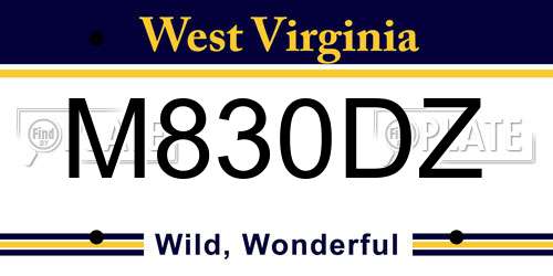 M830DZ West Virginia License Plate