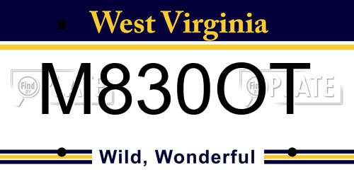 M830OT West Virginia License Plate