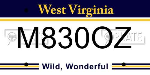 M830OZ West Virginia License Plate