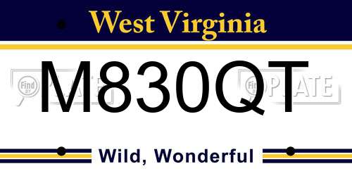 M830QT West Virginia License Plate