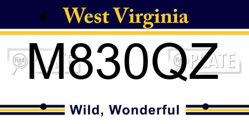 M830QZ West Virginia License Plate