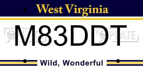 M83DDT West Virginia License Plate