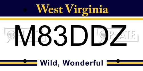 M83DDZ West Virginia License Plate