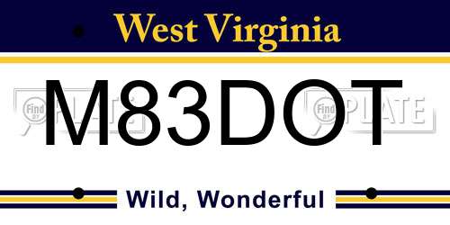 M83DOT West Virginia License Plate