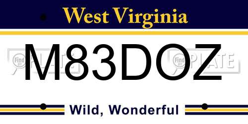 M83DOZ West Virginia License Plate