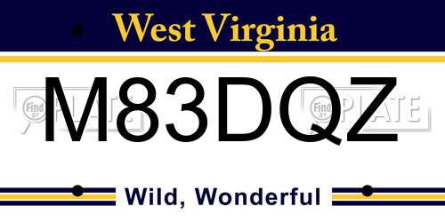 M83DQZ West Virginia License Plate