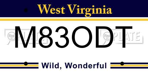 M83ODT West Virginia License Plate