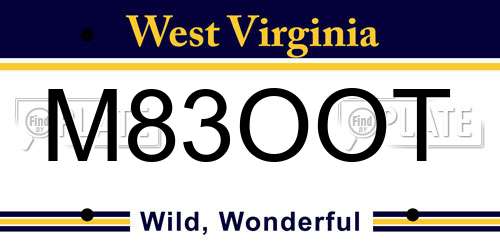 M83OOT West Virginia License Plate