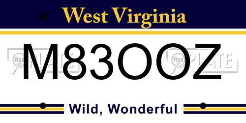 M83OOZ West Virginia License Plate