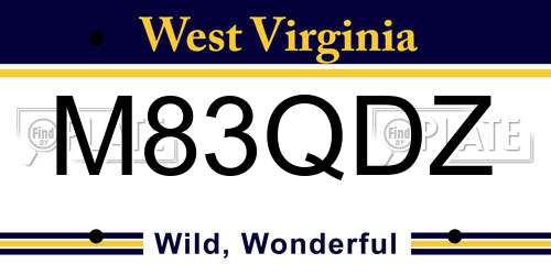M83QDZ West Virginia License Plate