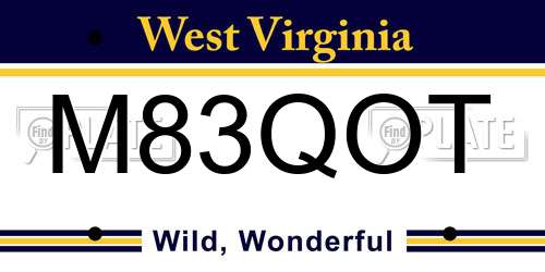 M83QOT West Virginia License Plate