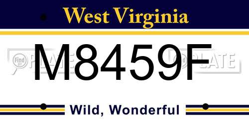 M8459F West Virginia License Plate
