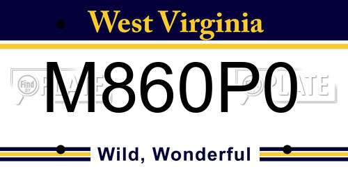 M860P0 West Virginia License Plate