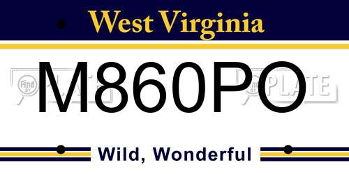 M860PO West Virginia License Plate