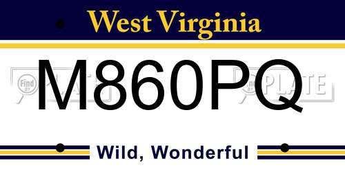 M860PQ West Virginia License Plate