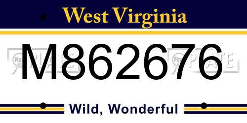 M862676 West Virginia License Plate