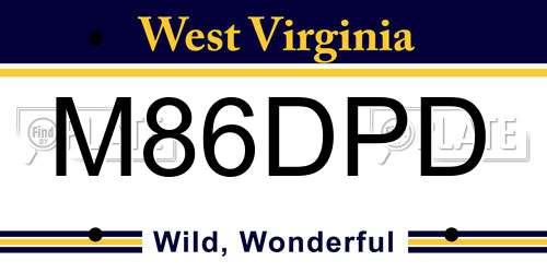 M86DPD West Virginia License Plate