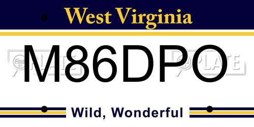 M86DPO West Virginia License Plate