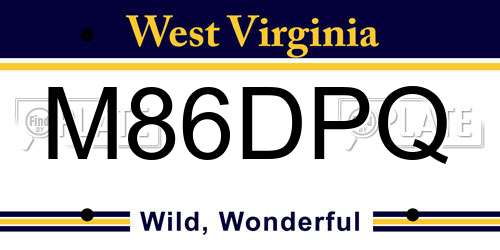 M86DPQ West Virginia License Plate