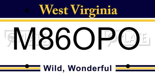 M86OPO West Virginia License Plate