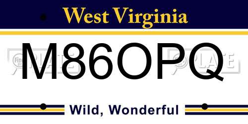 M86OPQ West Virginia License Plate
