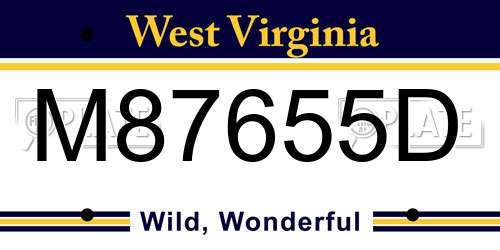 M87655D West Virginia License Plate