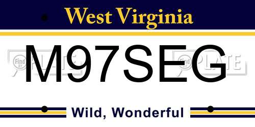 M97SEG West Virginia License Plate
