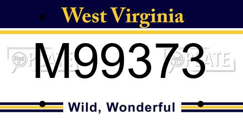 M99373 West Virginia License Plate