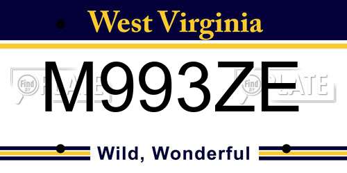 M993ZE West Virginia License Plate