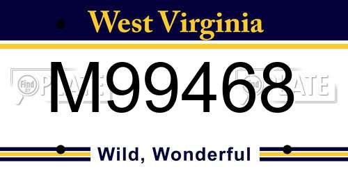 M99468 West Virginia License Plate