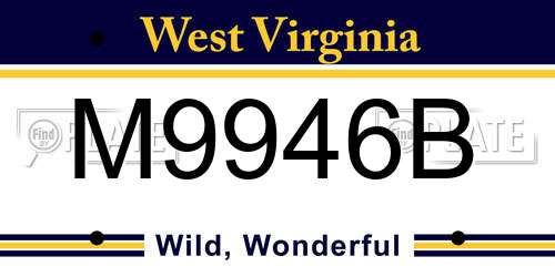 M9946B West Virginia License Plate