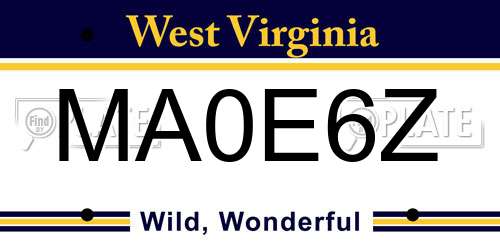 MA0E6Z West Virginia License Plate