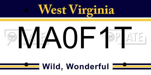 MA0F1T West Virginia License Plate