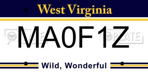 MA0F1Z West Virginia License Plate