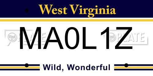 MA0L1Z West Virginia License Plate
