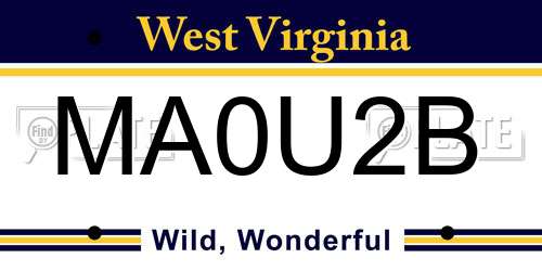 MA0U2B West Virginia License Plate