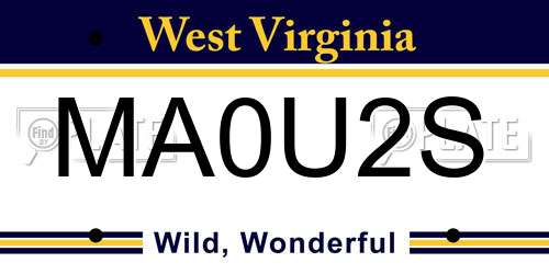 MA0U2S West Virginia License Plate