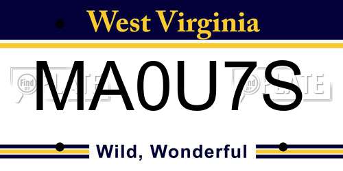 MA0U7S West Virginia License Plate