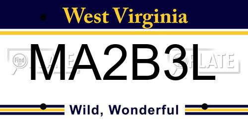 MA2B3L West Virginia License Plate